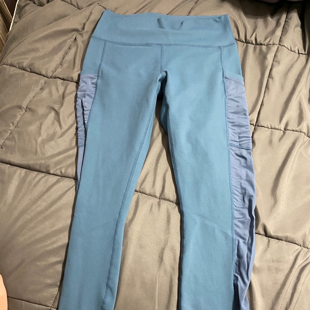 Teal mesh pocket 7/8 leggings